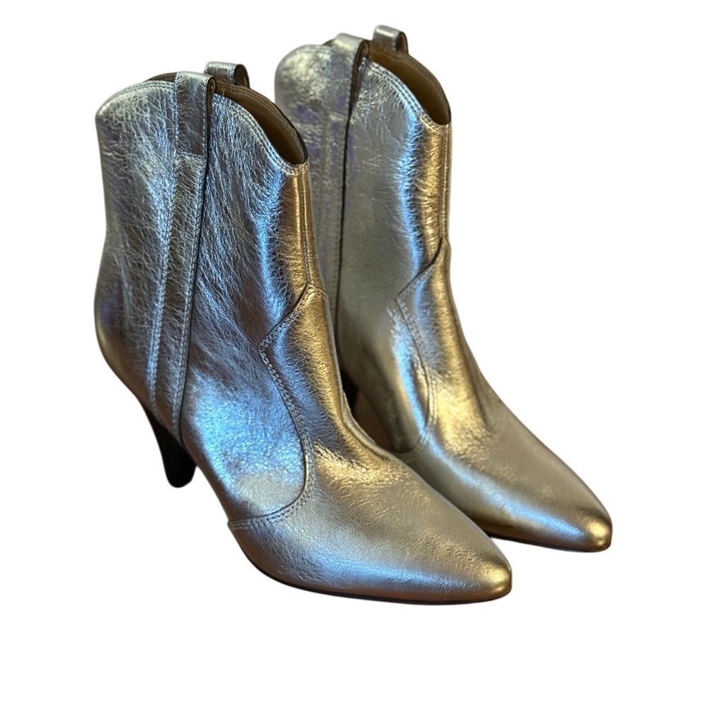 Marc Fisher Western Silhouette Silver Ankle Boots-NWOT-Size 7